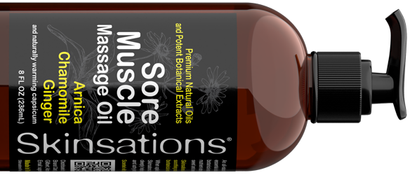 Skinsations - Sore Muscle Massage Oil with Arnica Montana, Peppermint, Chamomile