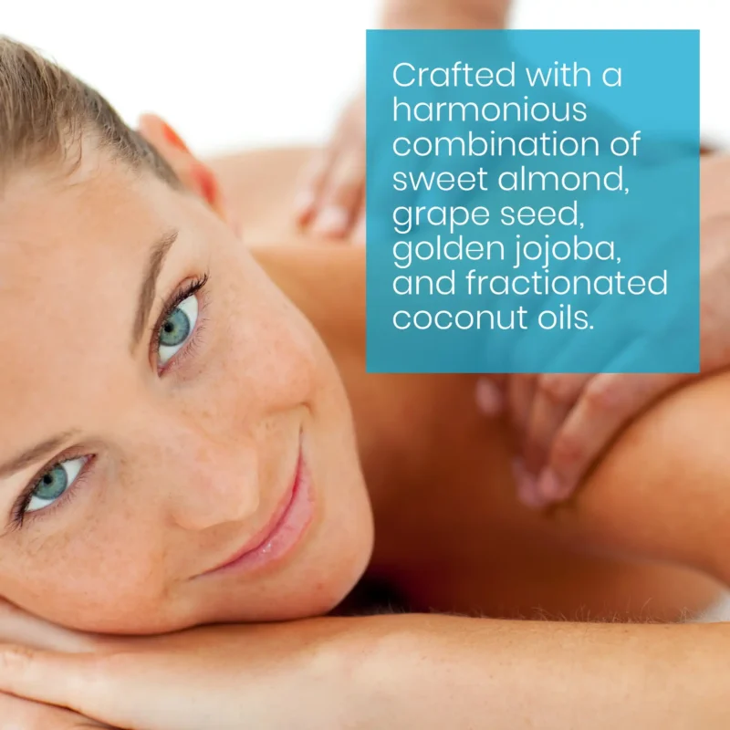 Four of the best oils for massage. Sweet Almond Oil, Grape Seed Oil, Fractionated Coconut Oil, Golden Jojoba Oil