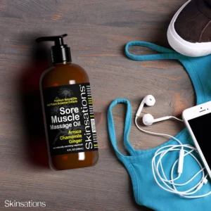 Skinsations Sore Muscle Massage Oil 8oz gym bag jogging sore legs