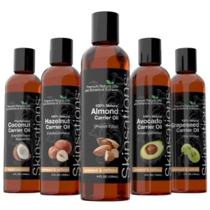 Skinsations - Natural Carrier Oils - Beauty Oils - Set of 5 sweet almond oil, grape seed oil, hazelnut oil, avocado oil, MCT oil
