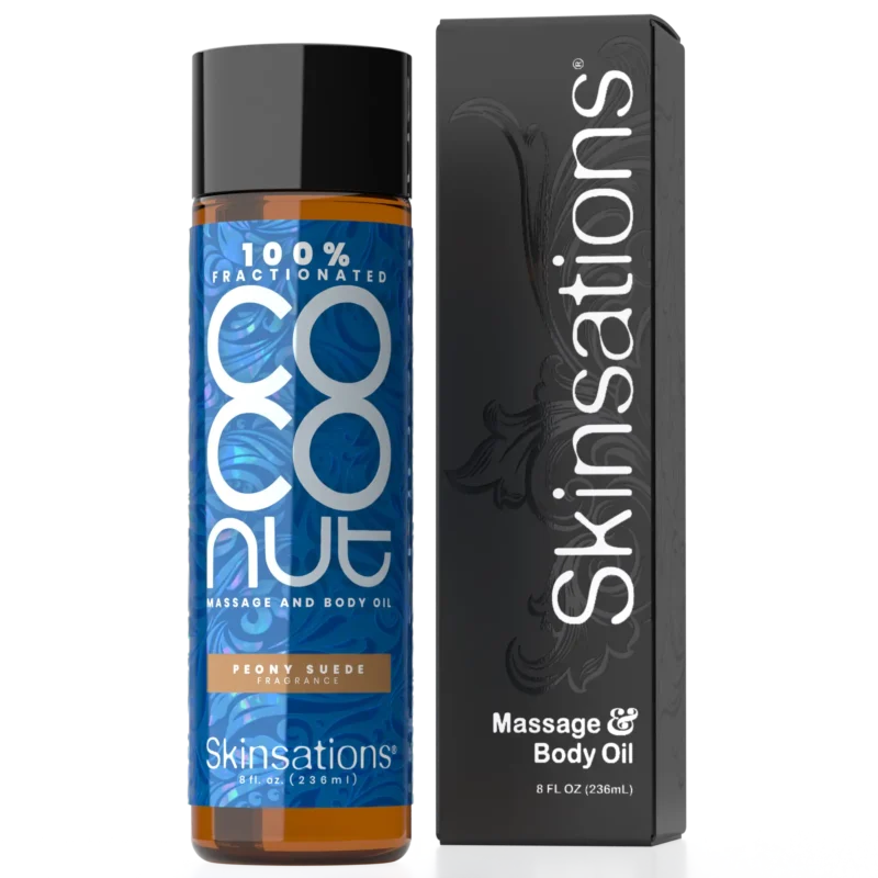 Skinsations fractionated COCONUT oil for massage & body oil with peony suede fragrance